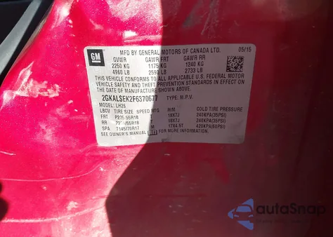 2015 GMC Terrain Slt-1 from USA, damaged, VIN 2GKALSEK2F6370677